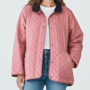 Lands’ End Quilted Barn Jacket 2X (20W-22W) Salmon Pink PrimaLoft